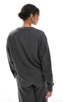 Kadın Oversize Sweatshirt Be Hot Baskılı Füme – Bisiklet Yaka, 3 İplik Şardonlu Polar