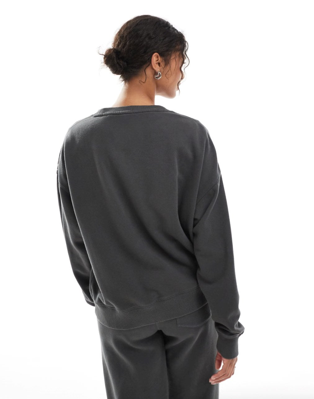 Kadın Oversize Sweatshirt Be Hot Baskılı Füme – Bisiklet Yaka, 3 İplik Şardonlu Polar