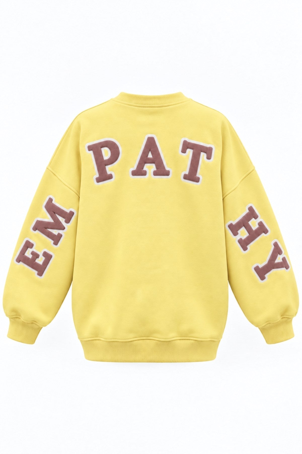 Kadın Oversize Sweatshirt Empathy 3D Baskılı Sarı – Bisiklet Yaka, 3 İplik Şardonlu Polar