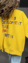 Kadın Oversize Sweatshirt Elbise Color Pop Baskılı Sarı – Bisiklet Yaka, 3 İplik Şardonlu Polar