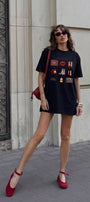 Kadın Oversize Tişört Russian Girl Wishlist Baskılı Siyah – Bisiklet Yaka, Rahat Kalıp, %100 Pamuk
