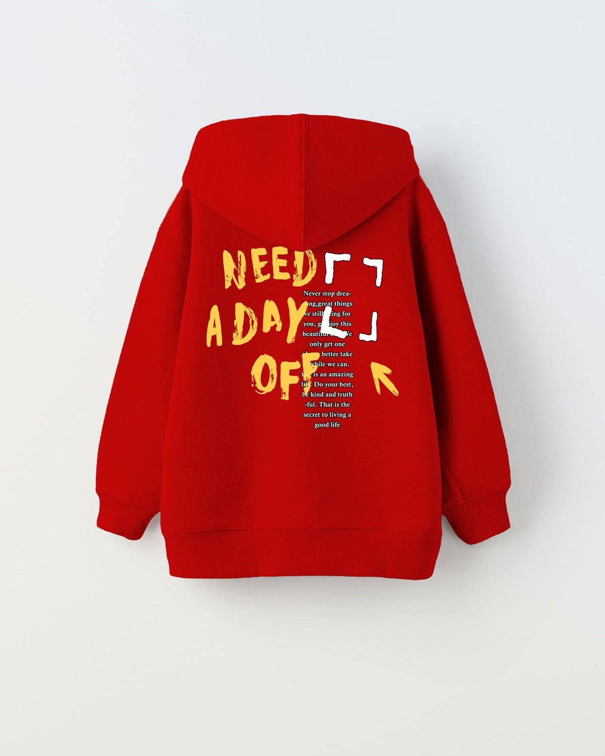 Kapüşonlu İçi Polar Great Day Coming Yazı Baskılı Kırmızı Unisex Hoodie Çocuk Sweatshirt