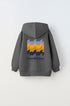 Kapüşonlu İçi Polar Rise And Enjoy Baskılı Füme Unisex Çocuk Hoodie Sweatshirt