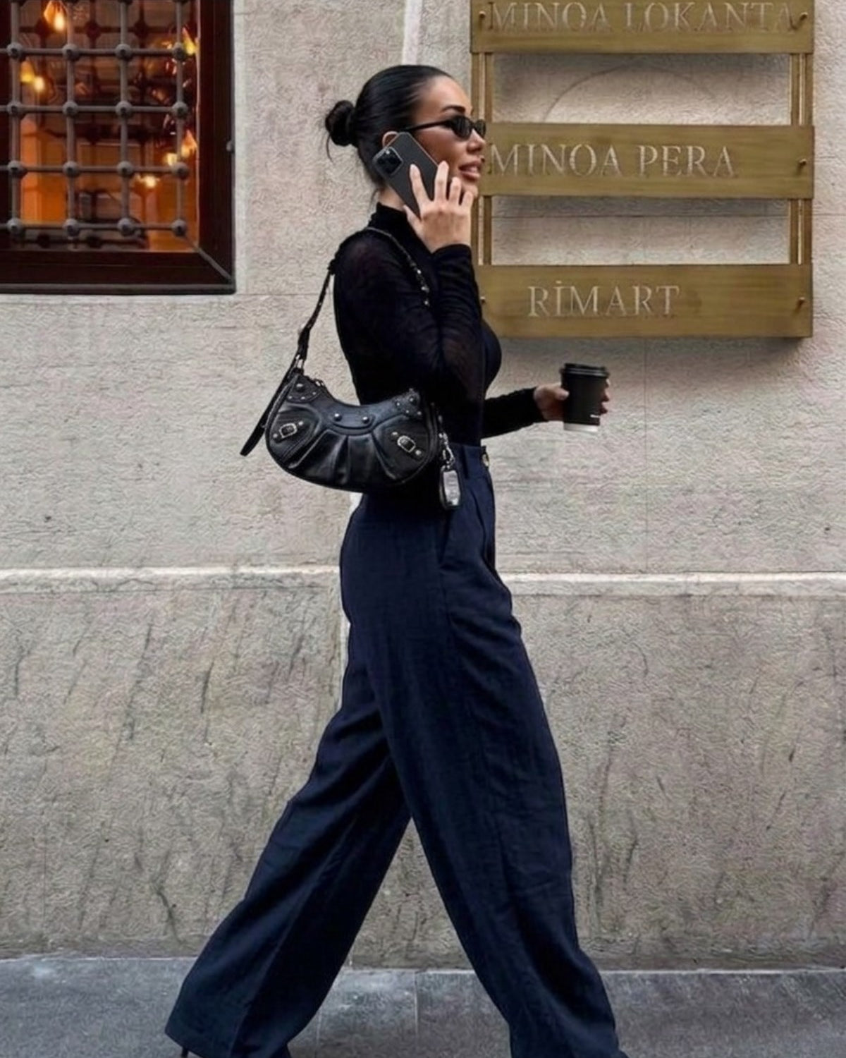 Kadın Verona Pantolon Lacivert– Yüksek Bel Pileli Bol Paça, Düğme Detaylı, Uzun Boy, Modern Kesim