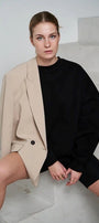 Bisiklet Yaka İçi Polar Siyah Unisex Oversize Sweatshirt