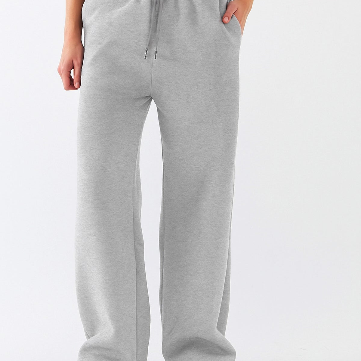 Oversize Unisex Eşofman Altı Gri Melanj– 3 İplik Şardonlu Polar, Bol Paça, Cepli Modern Rahat Kesim