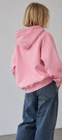 Kız Çocuk Oversize Basic Hoodie Sweatshirt Pembe – Kapüşonlu, Kanguru Cepli, 3 İplik Polar