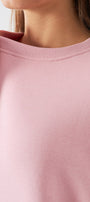 Unisex Oversize Sweatshirt Basic Pembe – Bisiklet Yaka, 3 İplik Şardonlu Polar