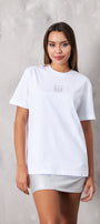 Taş Baskılı Beyaz Kadın T-Shirt