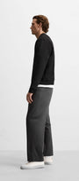 Bisiklet Yaka İçi Polar Life Story Yazı Baskılı Füme Oversize Sweatshirt