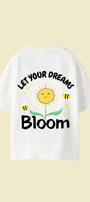 Kız Çocuk Tişört Let Your Dreams Bloom Baskılı Beyaz – Bisiklet Yaka, Rahat Kalıp, %100 Pamuk