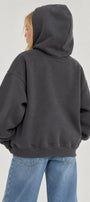 Kız Çocuk Oversize Hoodie Love Mount Baskılı Füme – Kapüşonlu, Cepli, 3 İplik Polar