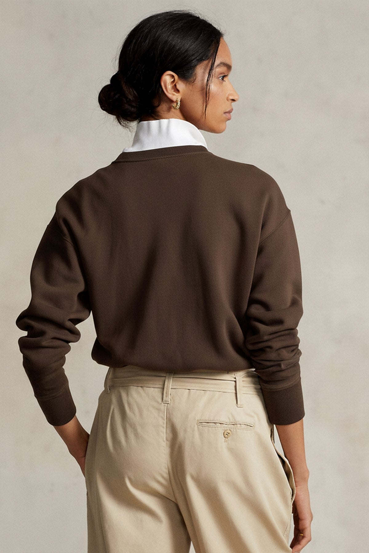 Kadın Oversize Sweatshirt Weekend Bear Baskılı Kahverengi – Bisiklet Yaka, 3 İplik Şardonlu