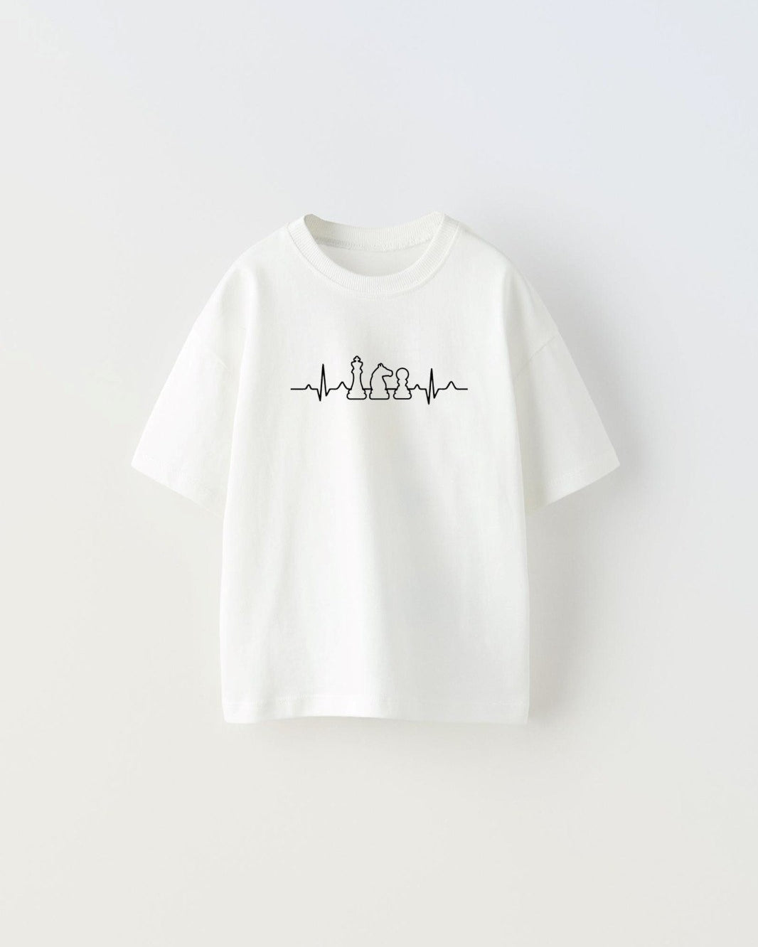Satranç Ritim Tasarım Baskılı Beyaz Çocuk T-Shirt