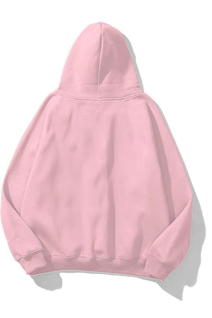 Kapüşonlu İçi Polar David Baskılı Pembe Unisex Oversize Hoodie Sweatshirt