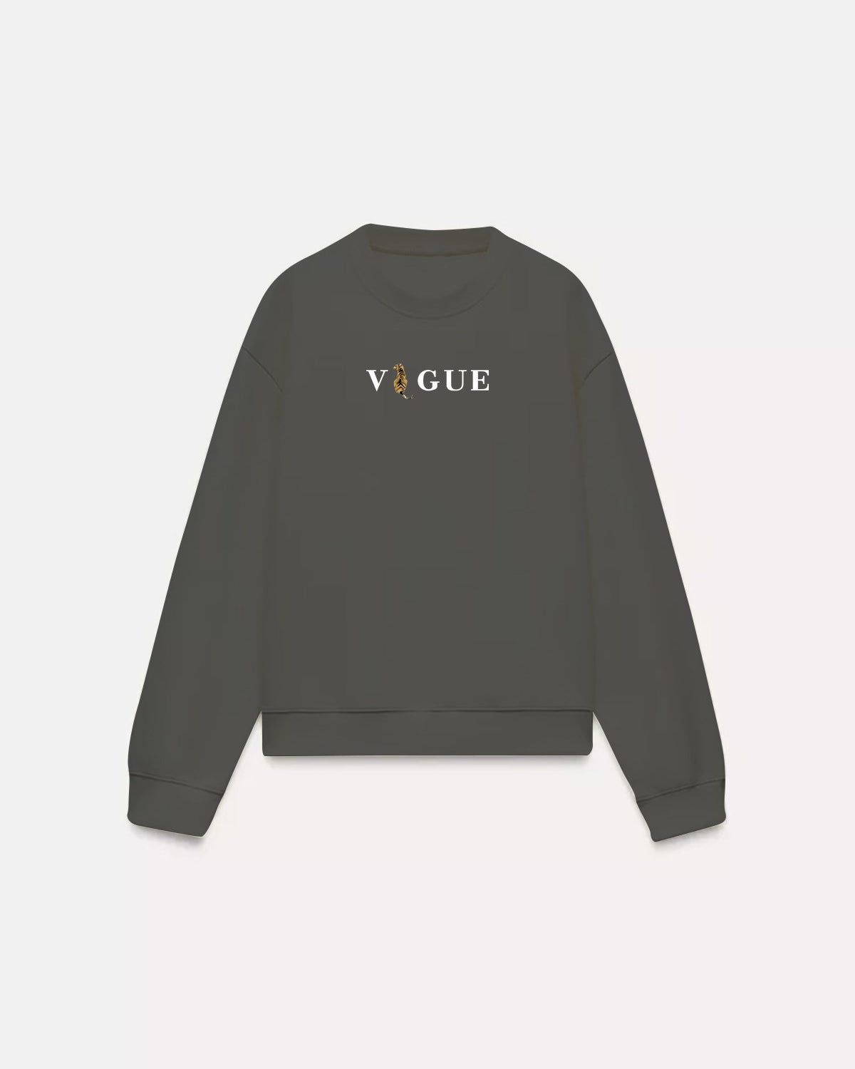 Vogue Yazı Baskılı Bisiklet Yaka İçi Polar Oversize Kesim Unisex Füme Sweatshirt