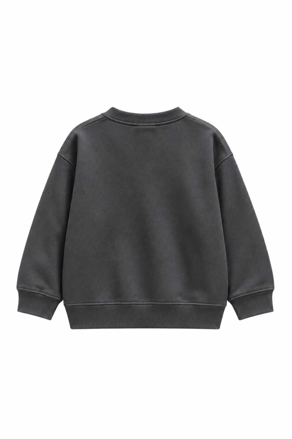 Kız Çocuk Oversize Sweatshirt Basic Füme – Bisiklet yaka, 3 iplik şardonlu polar