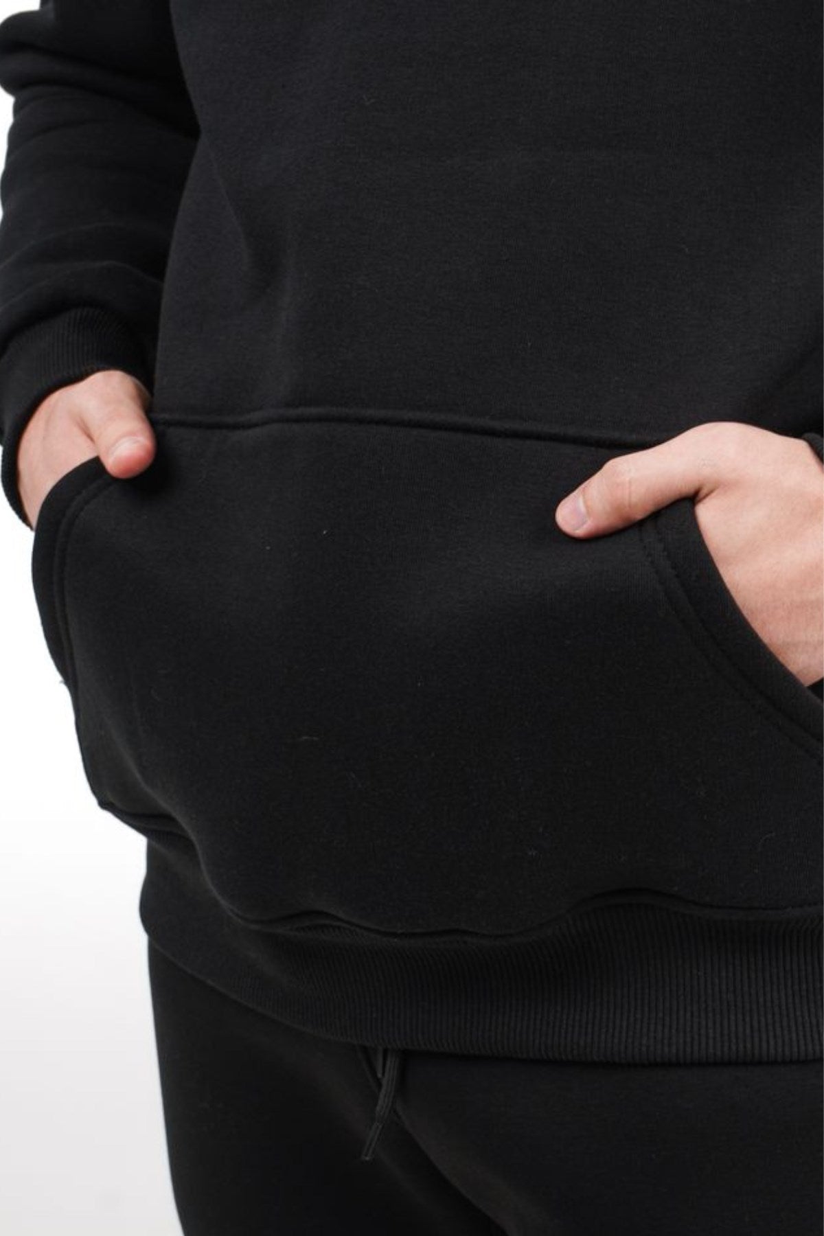 Erkek Oversize Sweatshirt Hoodie Ring Spirit Black Siyah – Kapüşonlu, 3 İplik Polar, Kanguru Cepli