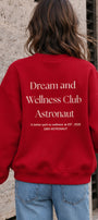 Kadın Oversize Sweatshirt Wellness Baskılı Kırmızı – Bisiklet Yaka, 3 İplik Şardonlu Polar