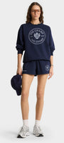 Kadın Lacivert The Champ Armalı İkili Takım Sweatshirt ve Cepli Şort Casual Spor Kombin