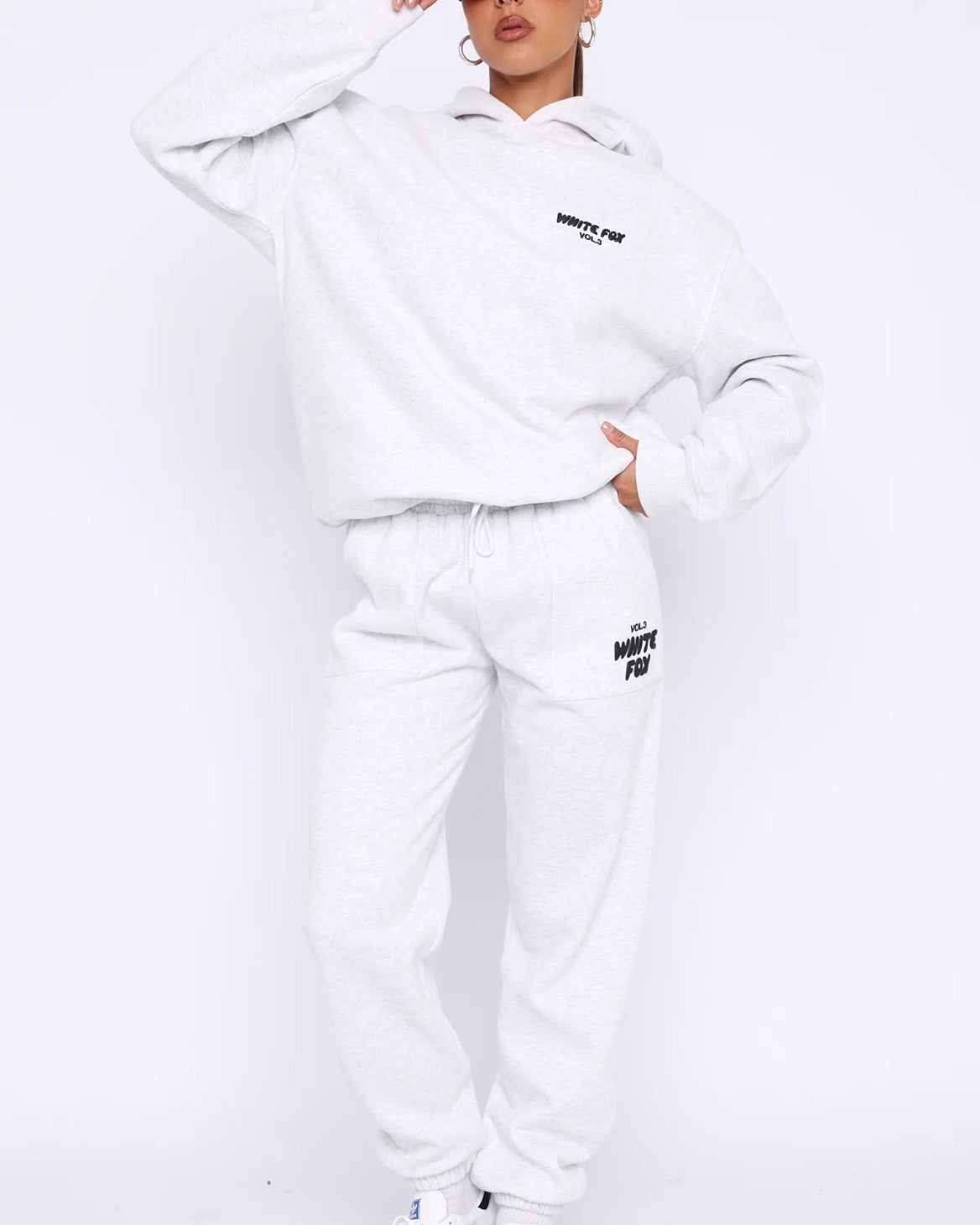 White Fox Kadın Vol 3 Baskılı %100 Pamuk Frosted Kapüşonlu Oversize Hoodie
