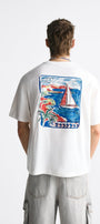 Bisiklet Yaka Le Vieux Baskılı Oversize Erkek T-shirt