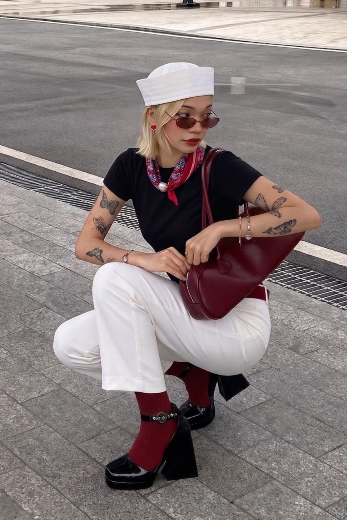 Kadın Oversize Tişört Ruby Scarf Mıknatıslı Fular Aksesuarlı Siyah – Rahat Kalıp, %100 Pamuk