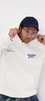 Kapüşonlu İçi Polar Eighty Five Yazı Baskılı Beyaz Oversize Hoodie Sweatshirt