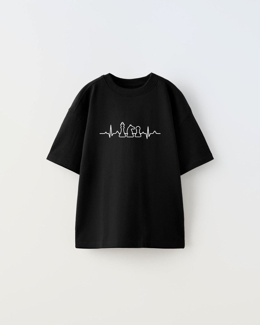 Satranç Ritim Tasarım Baskılı Siyah Çocuk T-Shirt
