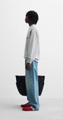 Gri Melanj Underground Trajectory Angle Yazılı Bisiklet Yaka Oversize Sweatshirt