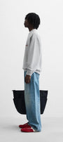 Gri Melanj Underground Trajectory Angle Yazılı Bisiklet Yaka Oversize Sweatshirt