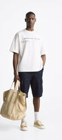 Bisiklet Yaka Unknown Desire Baskılı Oversize Beyaz Erkek T-shirt