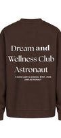 Kadın Oversize Sweatshirt Wellness Baskılı Kahverengi – Bisiklet Yaka, 3 İplik Şardonlu Polar