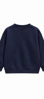 Erkek Çocuk Oversize Sweatshirt Basic Lacivert – Bisiklet yaka, 3 iplik şardonlu polar
