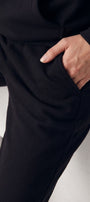 Unisex Oversize Eşofman Takımı Champ & Leisure Baskılı Siyah–3 İplik Polar, Kapüşonlu Üst, Lastikli Alt