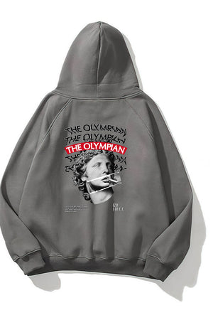 Kapüşonlu İçi Polar The Olympian Baskılı Füme Unisex Hoodie Sweatshirt