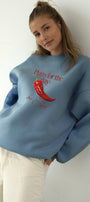 Kadın Oversize Sweatshirt Be Hot Baskılı Marine – Bisiklet Yaka, 3 İplik Şardonlu Polar