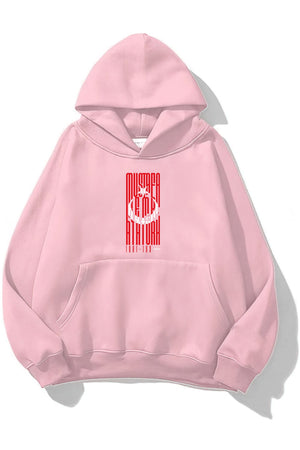 Kapüşonlu İçi Polar Türk Bayrağı Baskılı Pembe Unisex Hoodie Sweatshirt