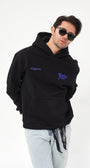 Kapüşonlu İçi Polar Eighty Five Yazı Baskılı Siyah Oversize Hoodie Sweatshirt