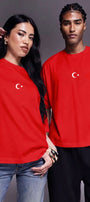 Unisex Oversize Tişört Legend of Türkiye Baskılı Kırmızı – Bisiklet Yaka, Rahat Kalıp, Yazılık, %100 Pamuk