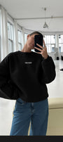 Kadın Oversize Sweatshirt CHMP STUDIOS Siyah – Bisiklet Yaka, 3 İplik Şardounlu Polar