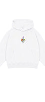 Kız Çocuk Oversize Hoodie Sweatshirt Flower Heaven Baskılı Beyaz – Kapüşonlu, Cepli, 3 İplik Polar  