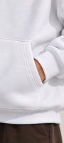Erkek Çocuk Oversize Basic Hoodie Sweatshirt Beyaz – Kapüşonlu, Kanguru Cepli, 3 İplik Polar