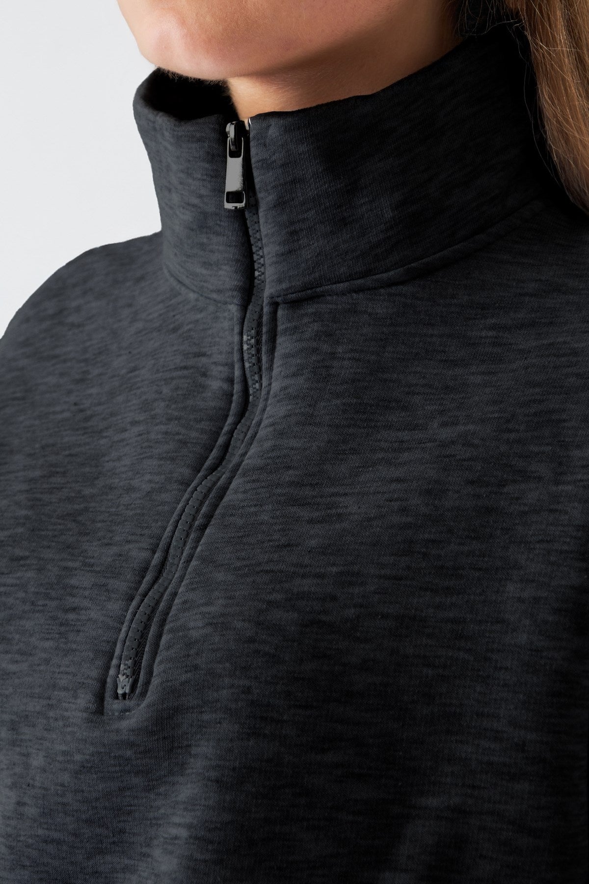 Unisex Oversize Eşofman Takımı Basic Füme Melanj – Fermuarlı Dik Yaka, Lastikli Paça, 3 İplik Polar
