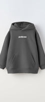 Kapüşonlu İçi Polar Problems Yazılı Heykel Baskılı Füme Unisex Çocuk Hoodie Sweatshirt