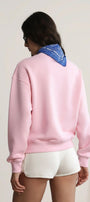 Kadın Oversize Sweatshirt Ranch Bear Baskılı Pembe – Bisiklet Yaka, 3 İplik Şardonlu Polar