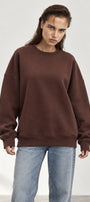 Kadın Oversize Sweatshirt Paris 3D Baskılı Kahverengi – Bisiklet Yaka, Kol ve Sırt Baskılı, 3 İplik