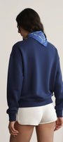 Kadın Oversize Sweatshirt Ranch Bear Baskılı Lacivert – Bisiklet Yaka, 3 İplik Şardonlu Polar