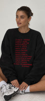 Kadın Oversize Sweatshirt Elbise More Love Baskılı Siyah – Bisiklet Yaka, 3 İplik Şardonlu Polar