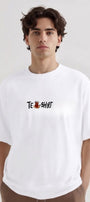Erkek Oversize Tişört Tea-Shirt Baskılı Beyaz – Bisiklet Yaka, Rahat Kalıp, %100 Pamuk
